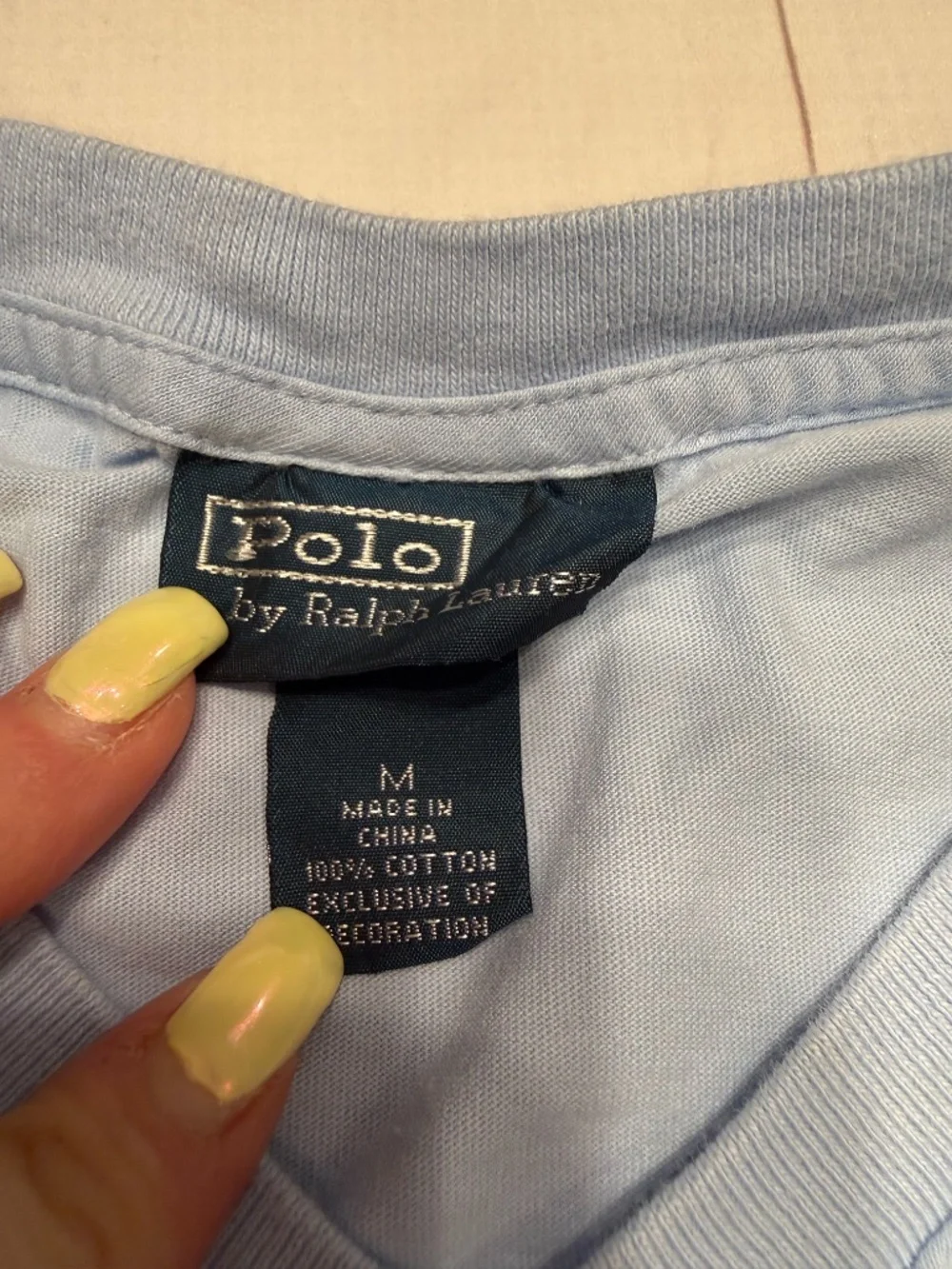 Polo Ralph Lauren Blue V-Neck T-shirt with Yellow pony Size M
